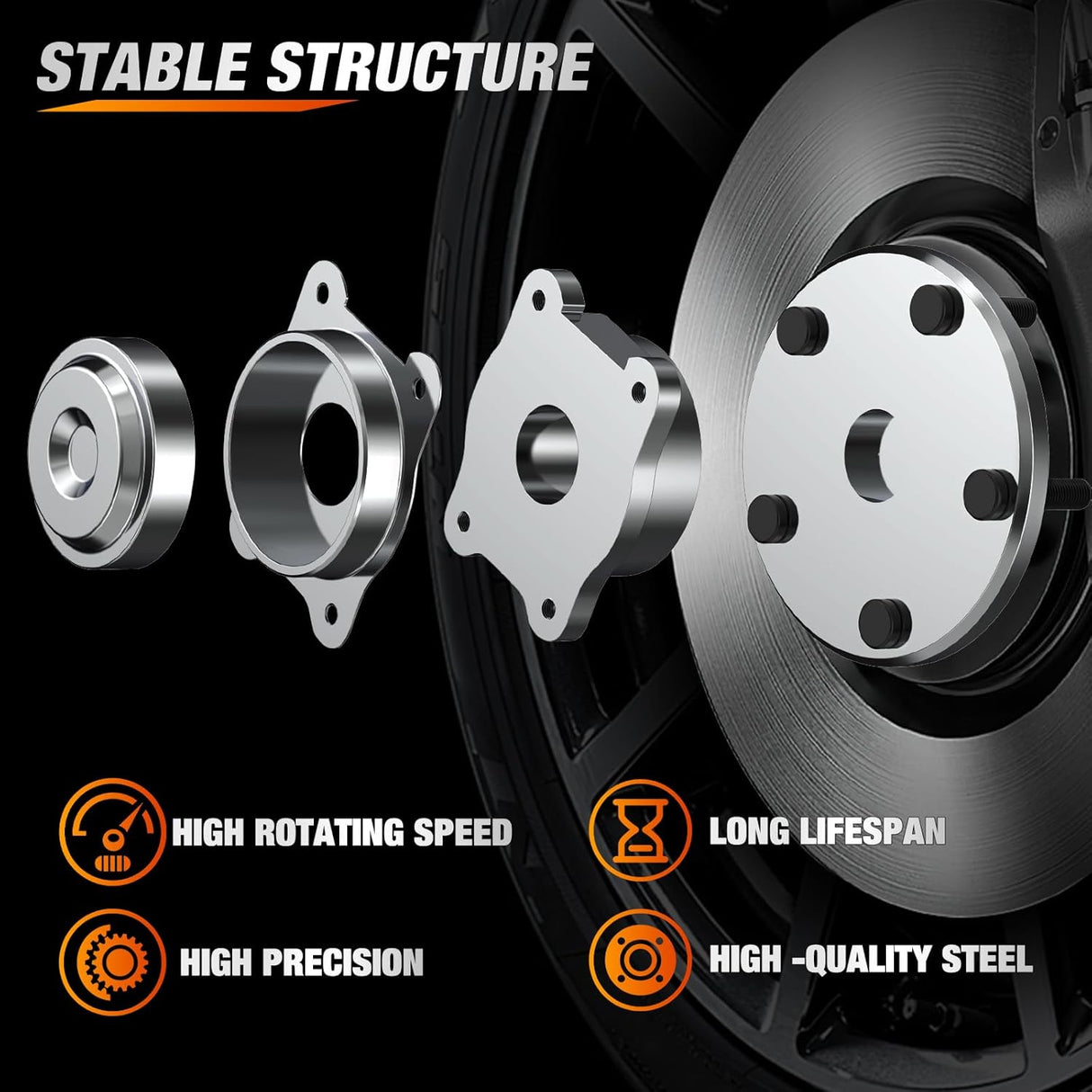 Rear Wheel Hub and Bearing Assembly for Dodge Grand Caravan 2008 2009 2010 2011 2012, Chrysler Town & Country 2008-2012, VW Routan 2009-2012, 5 Lugs w/ABS-512360 2Pack