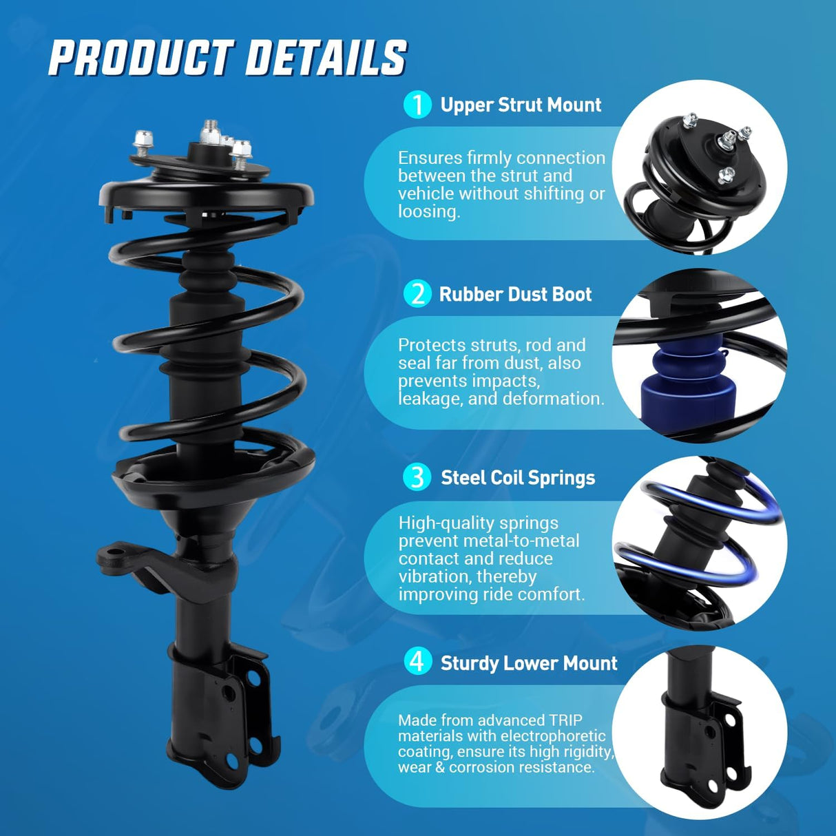Front Struts Shocks Complete Assembly Kit Compatible with Honda CR-V CRV 2.4L 2002 2003 2004 2005 2006, Front Shock Absorber Strut Coil Spring Assembly Pair Replacement OE# 172144 172143, 2PCS