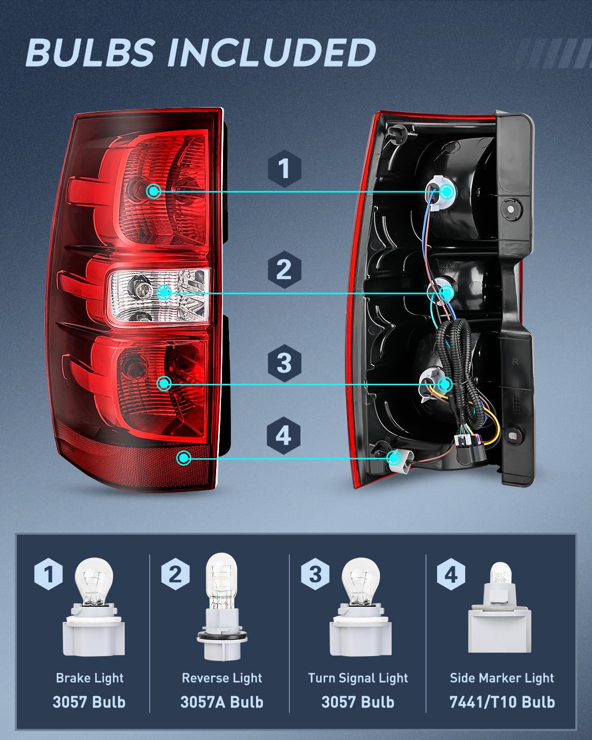 Taillight Assembly Compatible With 2007 2008 2009 2010 2011 2012 2013 2014 Chevy Chevrolet Tahoe Suburban Tail Lights Rear Lamps Replacement Driver and Passenger Side Red