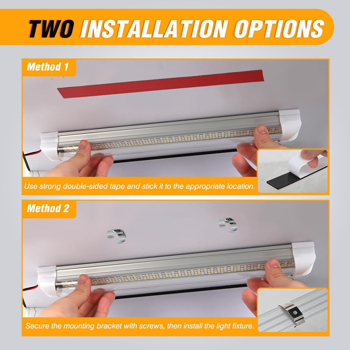 LED Interior Light Bar 4PCS 13.4 Inch Strip Lights | 108 LEDs with 1600LM Output On Off Switch and 12V to 85V Compatibility for RV Camper Enclosed Cargo Trailer Boat and Van