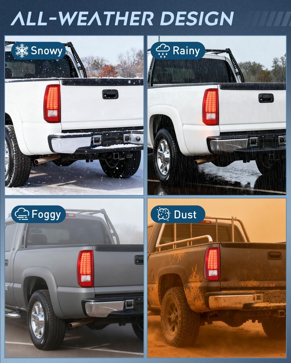 Taillight Assembly Compatible with 2003 2004 2005 2006 Chevy Silverado 1500 1500HD 2500 2500HD 3500 2007 Chevrolet Classic Incandescent Type Upgrade LED Tail Lights Rear Brake Lamps