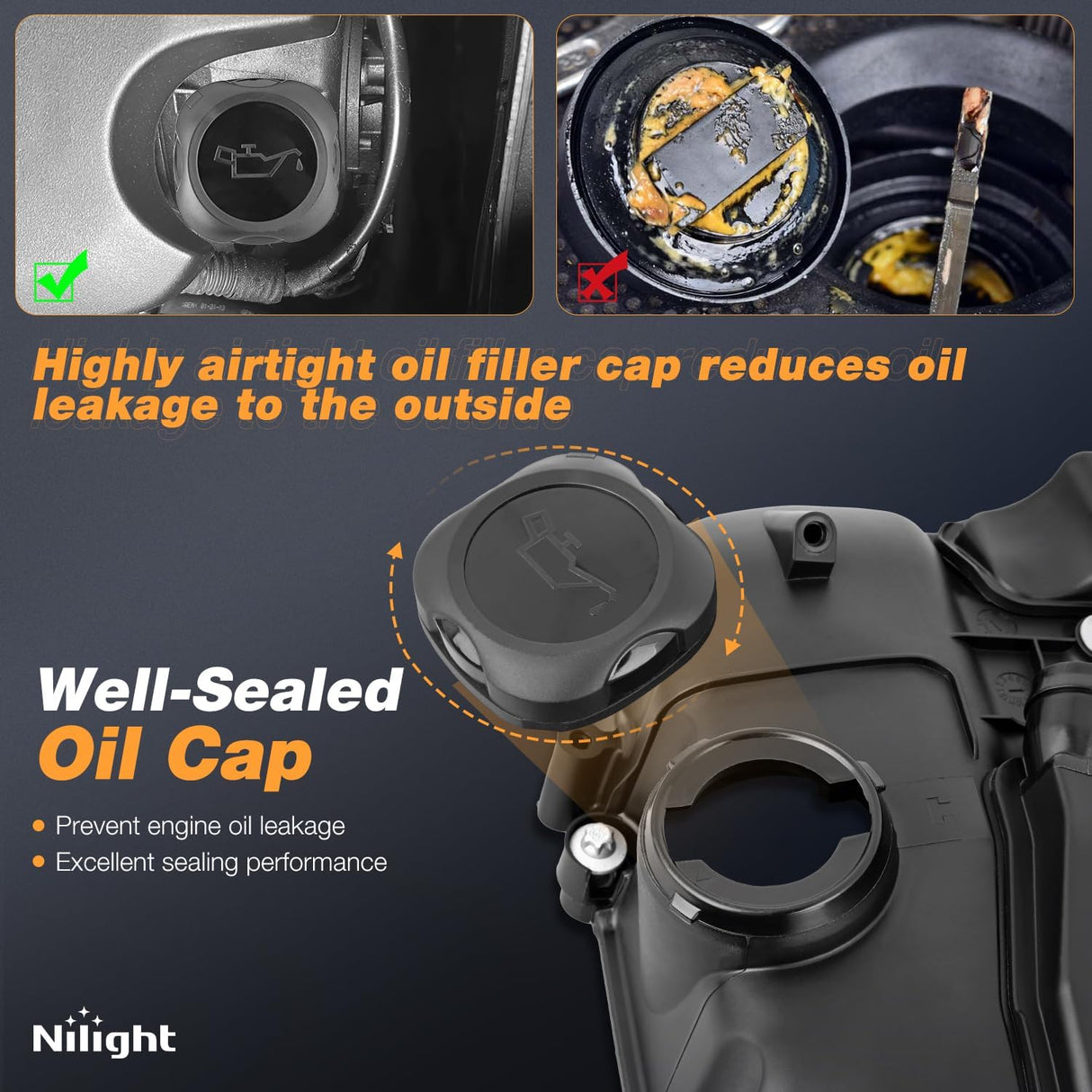 N55 Engine Valve Cover with Gasket, Bolts, Oli Cap for BMW 2011-2019 Model - 135i 335i 535i 640i X3 X5 X6 M2 M135i (xDrive) ActiveHybrid Series - 3.0L Turbo, Replace# 11127570292