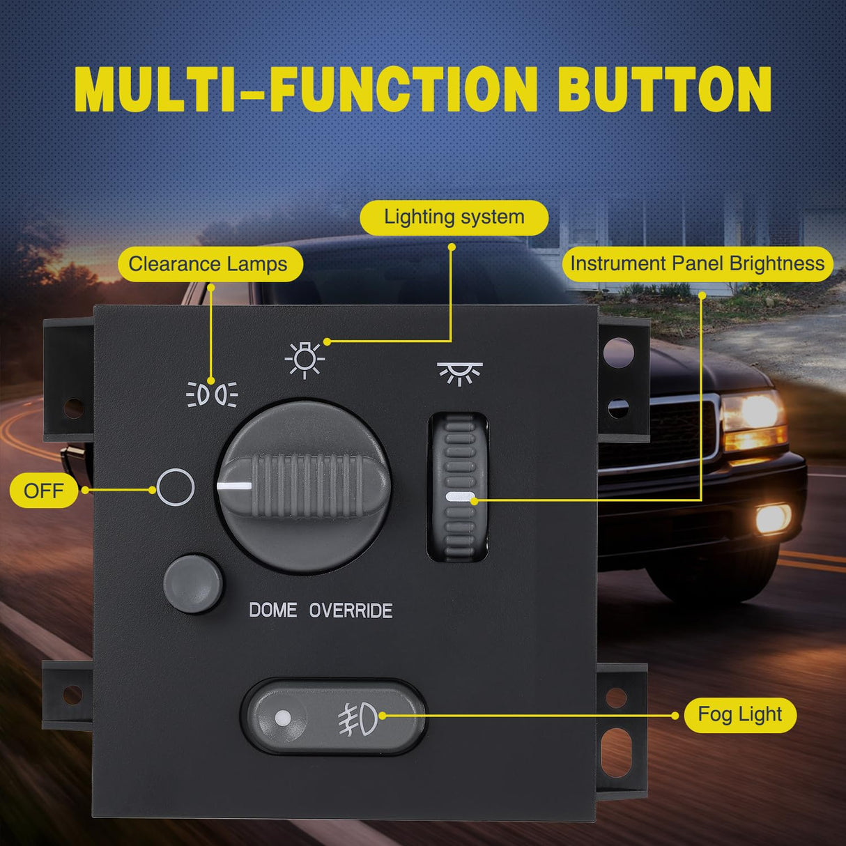 Headlight Dimmer Switch Compatible with 1998 1999 2000 2001 2002 2003 2004 2005 Chevy Blazer 1998-2004 S10 1998-2001 GMC Jimmy 1998-2003 Sonoma 1999-2001 Oldsmobile Bravada with Fog Light