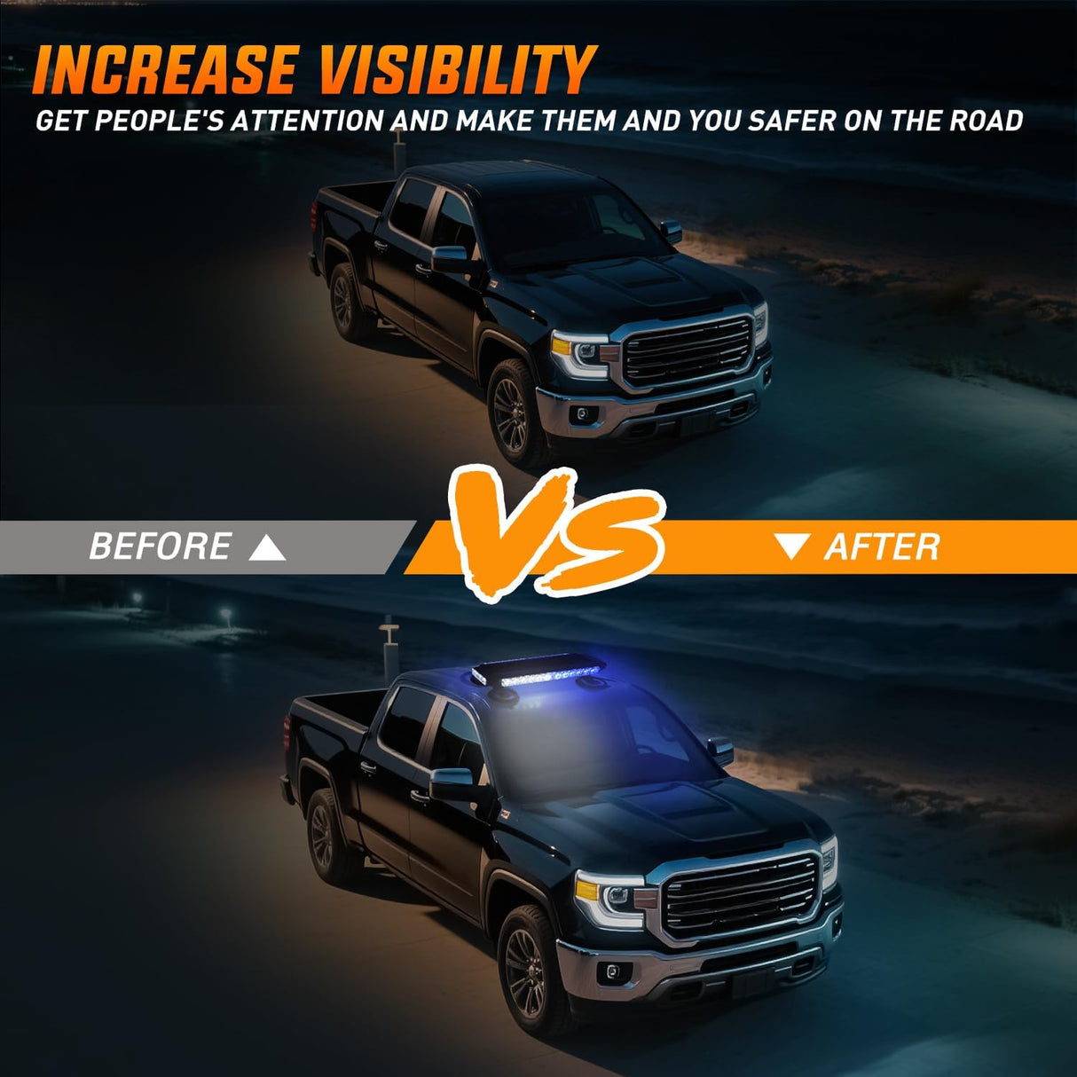 14.5 Inch 30LED Strobe Light Bar Double Side Rooftop Blue White