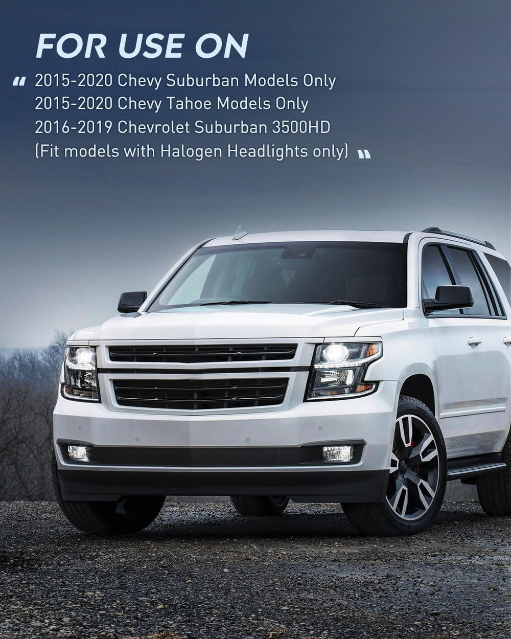 2015-2020 Chevy Tahoe Suburban Headlight Assembly Black Housing Amber Reflector Clear Lens Nilight