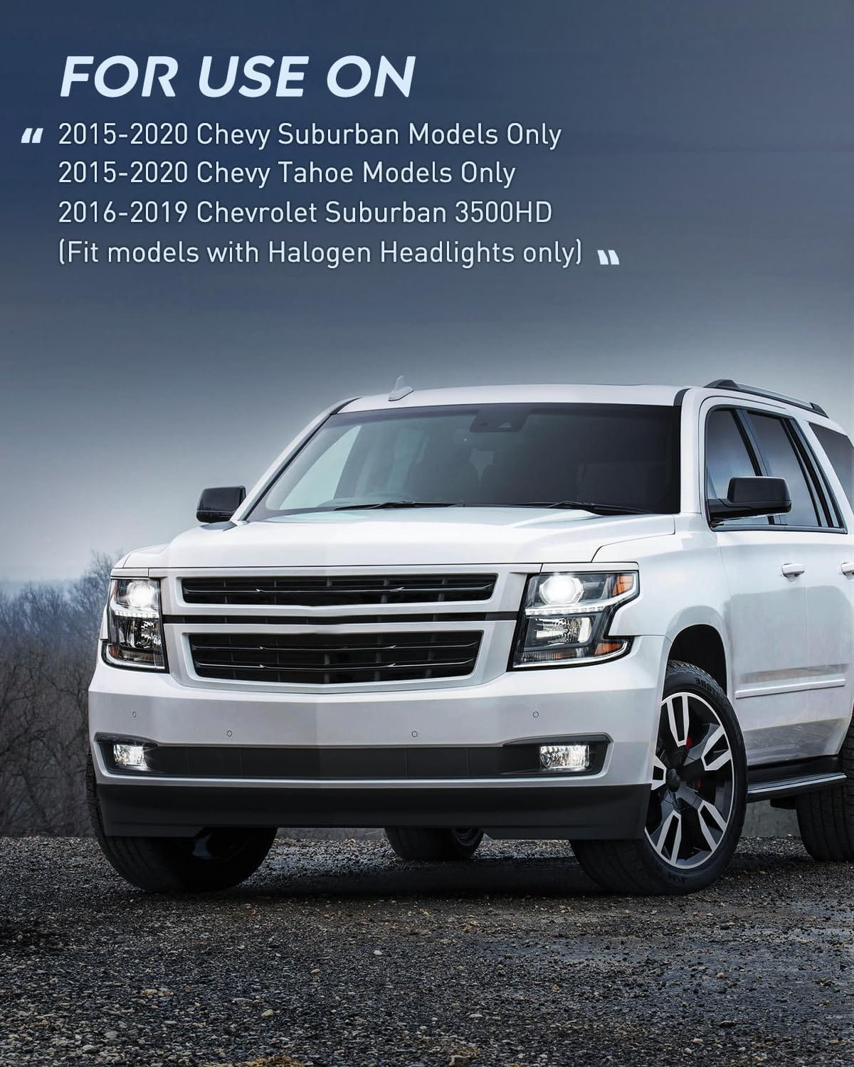 2015-2020 Chevy Tahoe Suburban Headlight Assembly Black Housing Amber Reflector Clear Lens Nilight