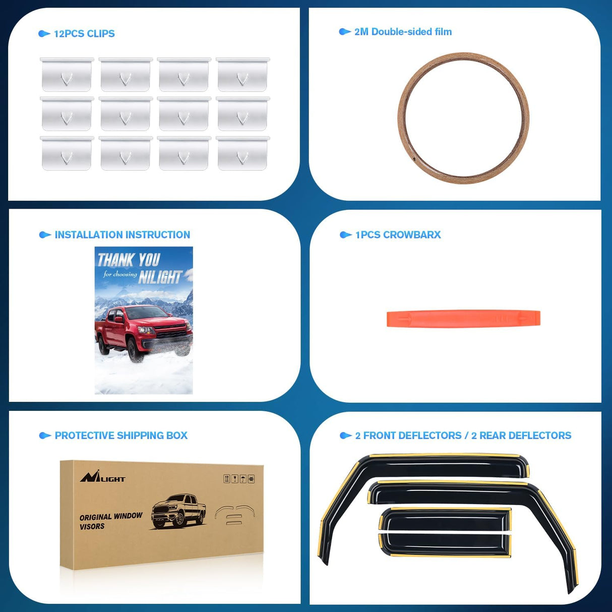 Rain Guards 2018-2024 Jeep Wrangler JL/Jeep Gladiator Rain Guards Acrylic 4Pcs