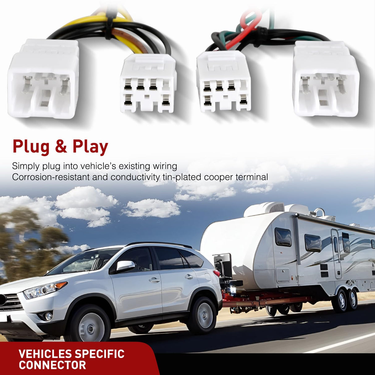 4 Pin Trailer Wiring Harness Kit 56165 Vehicle Standard 4 Way Connector Custom for 2006 2007 2008 2009 2010 2011 2012 Toyota RAV4 Simple Fit Tow Hitch Accessories