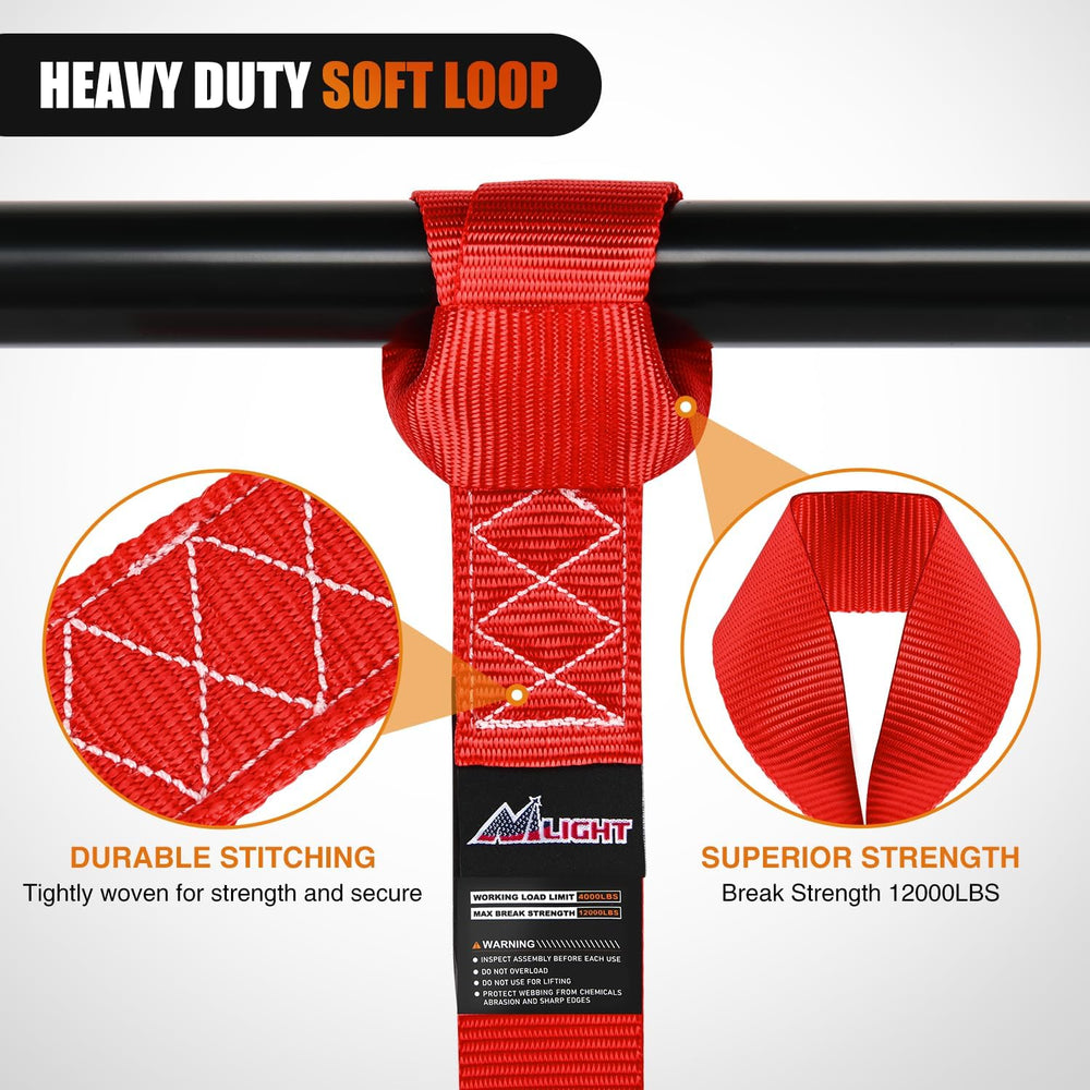 Motorcycle Tie Down Straps Max Break Strength 12000Lbs Red Nilight
