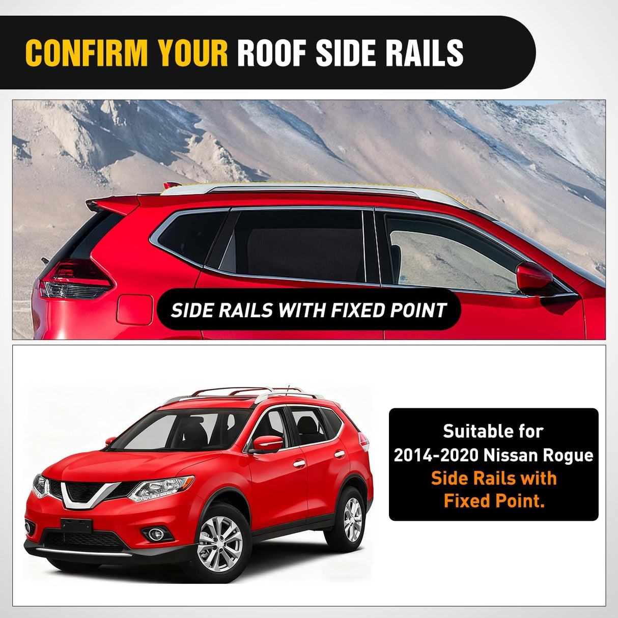 Roof Rack Cross Bars Compatible with 2014-2020 Nissan Rogue with Factory Side Rails, 220LBS Adjustable Aluminum Less Wind Noise Car Crossbars for Cargo Carrier Luggage Box Kayak Tent Snowboard