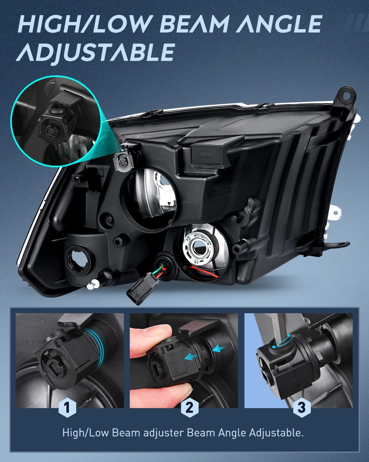 Headlight and Taillight Assembly Combo Compatible with 2009 2010 2011 2012 2013 2014 2015 2016 2017 2018 Dodge Ram for Quad Models Chrome Housing Amber Reflector with Red Housing Tail Light