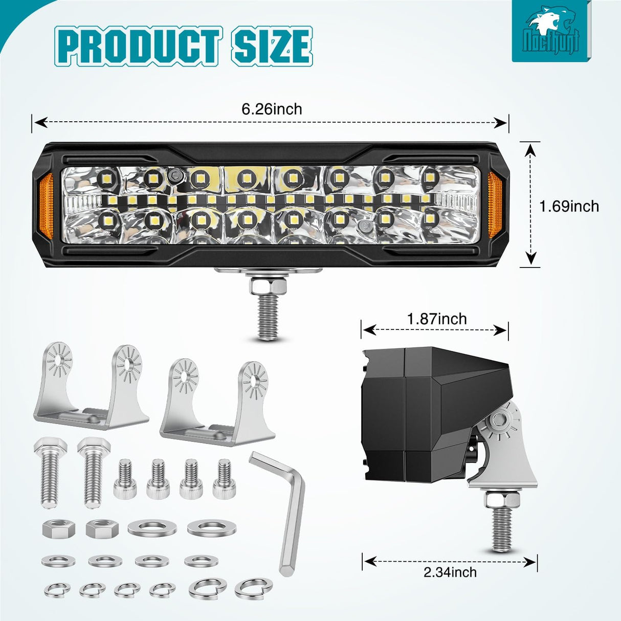 6 Inch LED Light Bar 2PCS 50W Spot Flood Combo Lamps | Off Road Driving Work Fog Lights IP67 Waterproof for Truck Pickup SUV ATV UTV Boat Motorcycle 4x4 Car