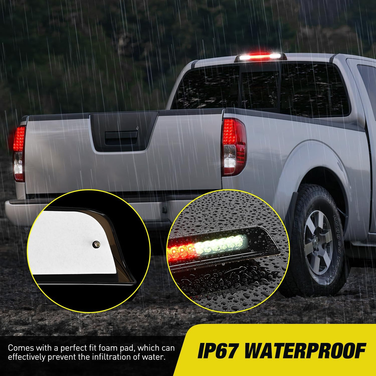 Third Brake Light Tail High Mount 3rd Stop Cargo Reverse Lights Smoked Lens Compatible with Nissan Titan 2004-2015 Nissan Frontier 2005-2016 Pickup Truck Rear Cab Lamp