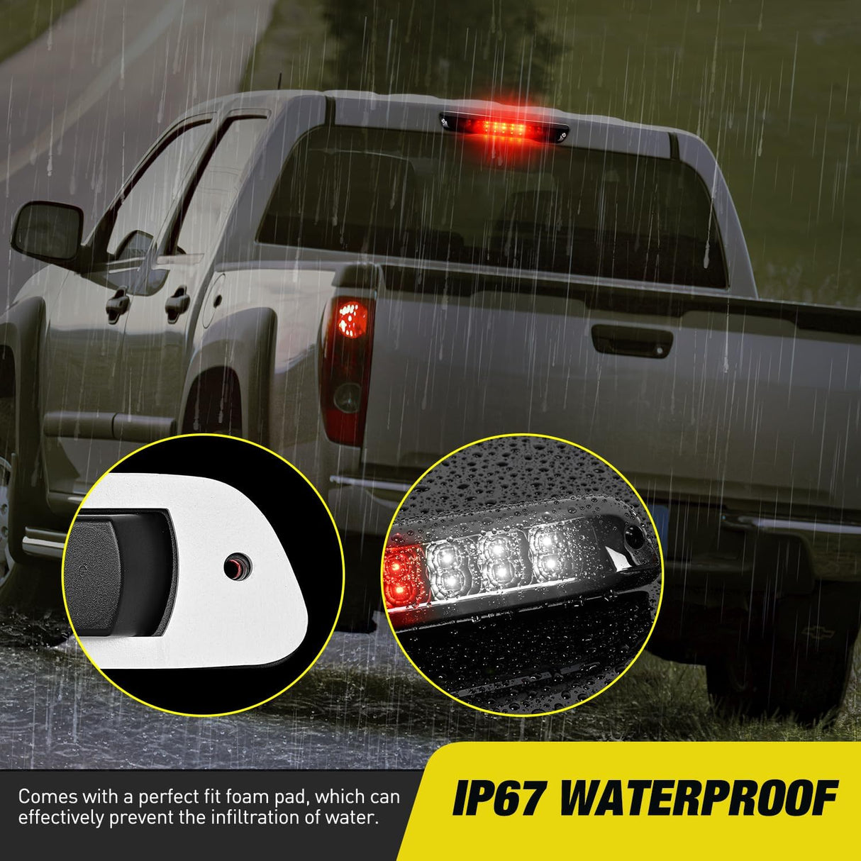 Third Brake Light Tail High Mount 3rd Stop Cargo Reverse LED Lights Smoked Lens Compatible with Chevy Colorado and GMC Canyon 2004 2005 2006 2007 2008 2009 2010 2011 2012 Pickup Truck