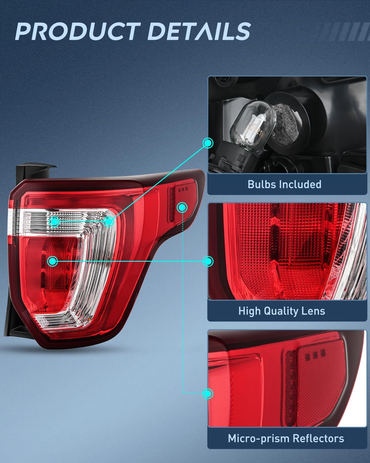Taillight Assembly Compatible with 2016 2017 2018 2019 Ford Explorer Rear Lamp Replacement OE Style with LED and halogen bulbs Passenger Side