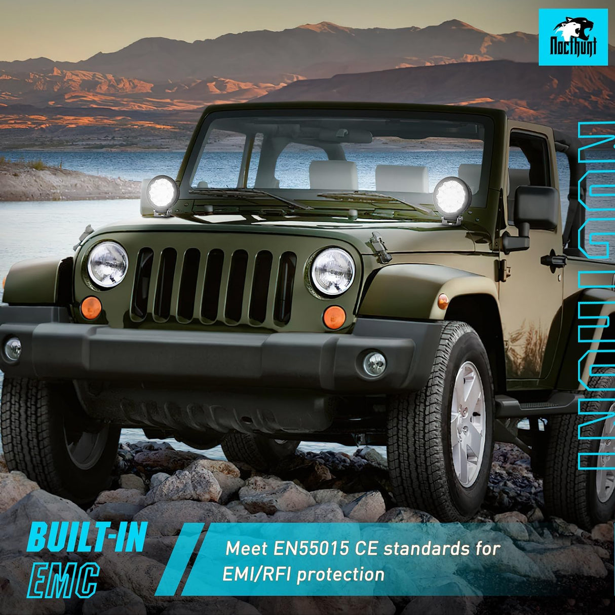 4 Inch 19LED Round Flood Built-in EMC LED Pod Lights (Pair) Nilight