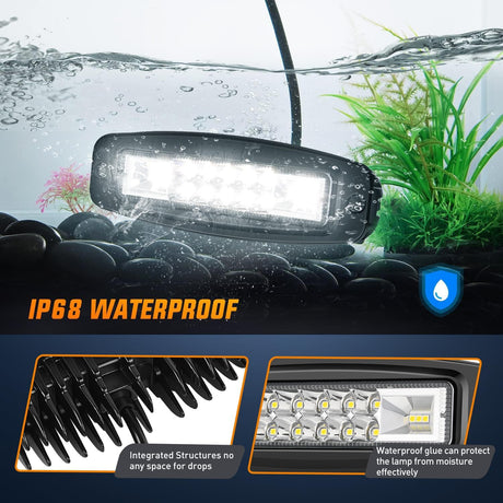 6Inch 60W Upgraded Flush Mount Spot/Flood LED Work Lights (Pair) Nilight