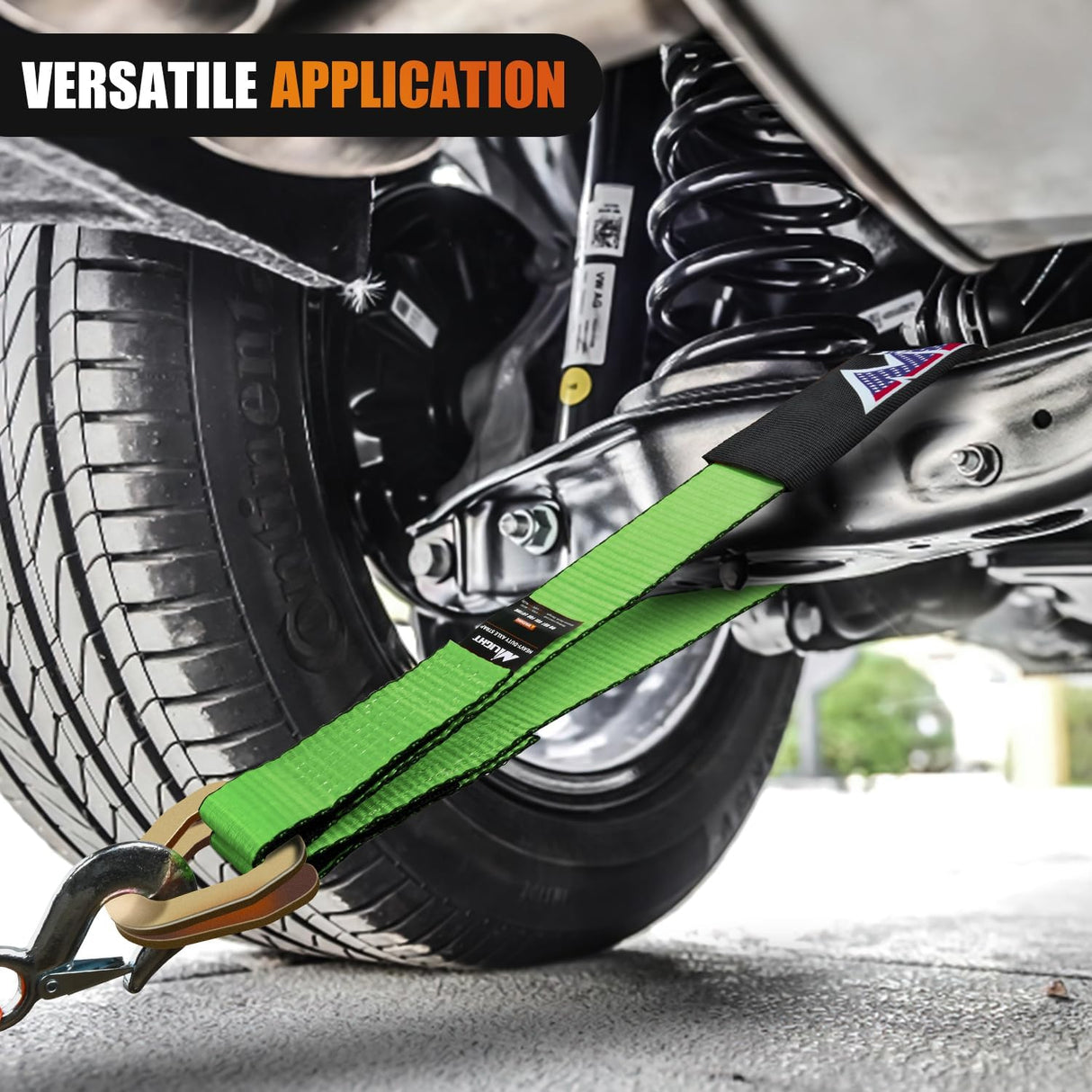 2 Inch x 38 Inch Axle Tie Down Straps with D-Rings & Protective Sleeves | 11,127 LBS Break Strength for Car Haulers Engine Hoists Trucks Trailers and UTVs 4 Pack Green