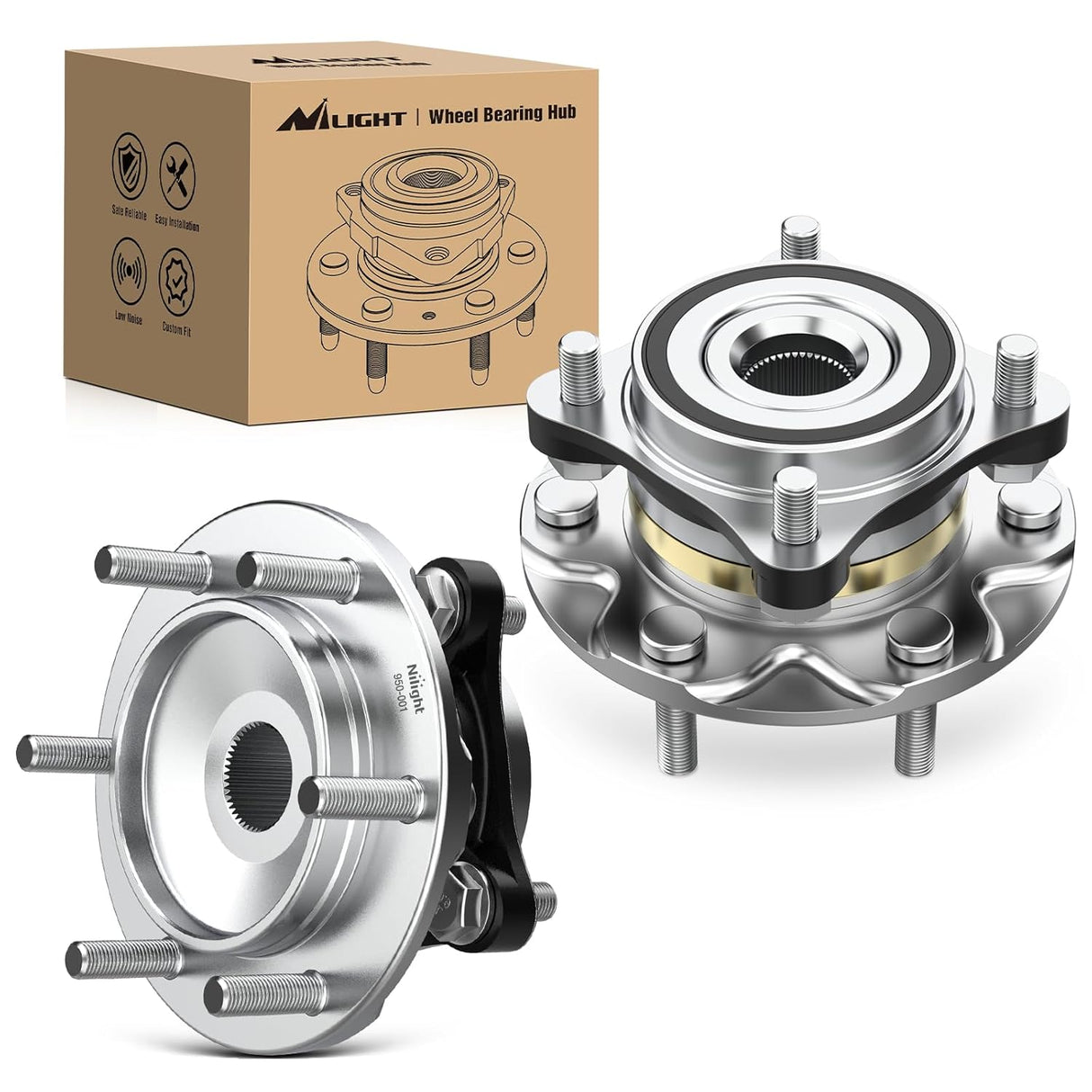 Front Wheel Bearing and Hub Assembly for Toyota Tacoma 2005-2018, 4Runner 2003-2018, FJ Cruiser 2007-2014, Lexus GX460 2010-2018, GX470 2003-2009, 4WD w/6 Lugs-950-001 2Pack