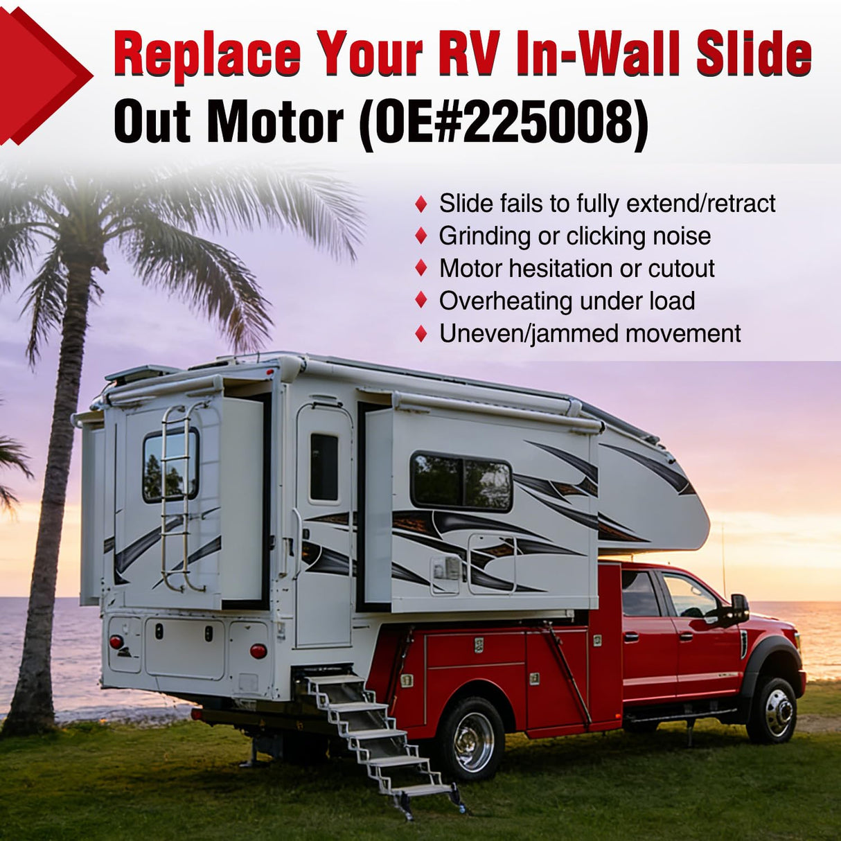 225008 RV Slide Out Motor Gear Housing BAL Accu-Slide R25076 | Replace for R25076-1 R25074 & R25075 400:1 Gear Ratio 13-Tooth Sprocket for Travel Trailer Camper
