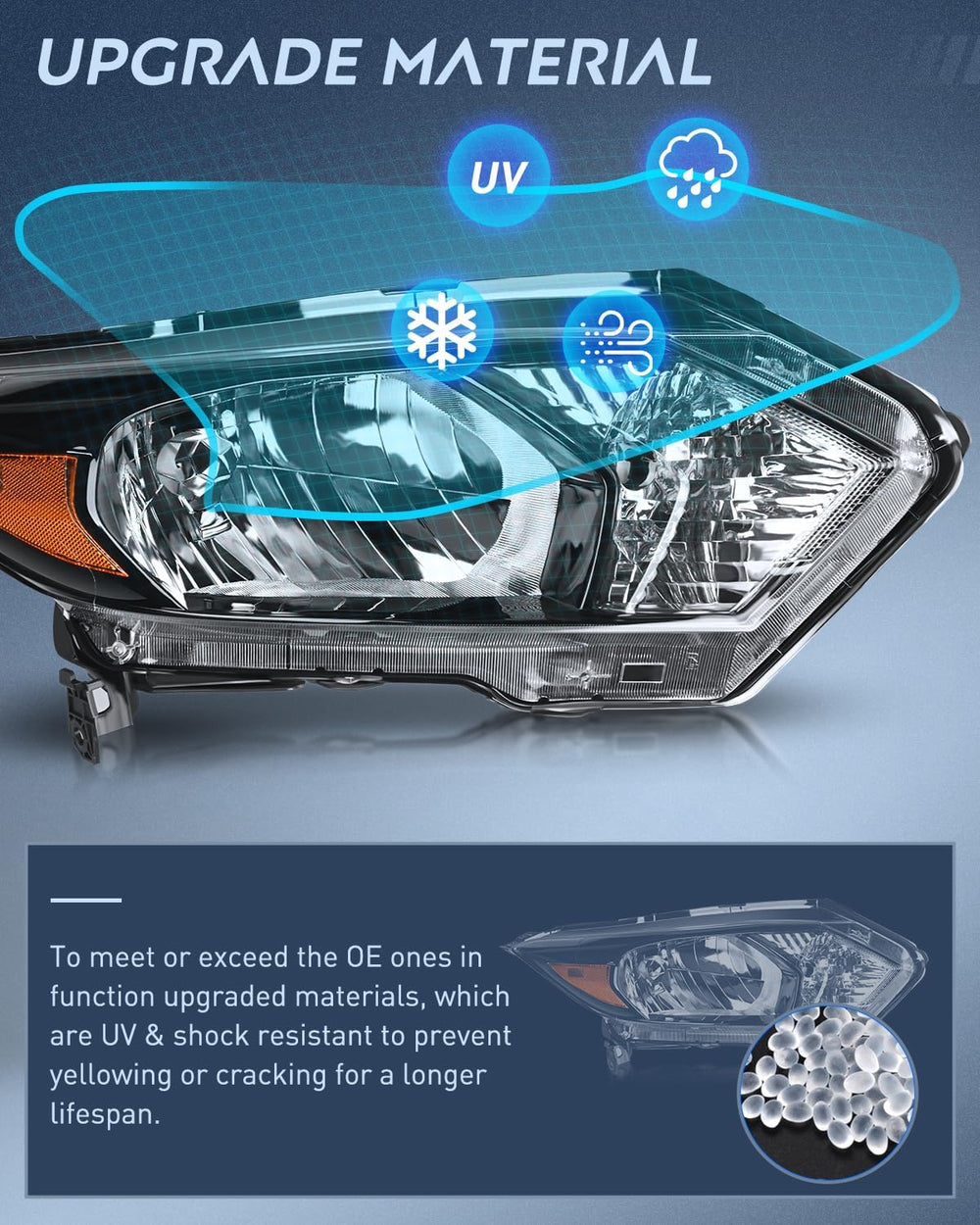 2016-2018 Honda HRV Headlight Assembly Black Housing Amber Reflector Clear Lens Nilight