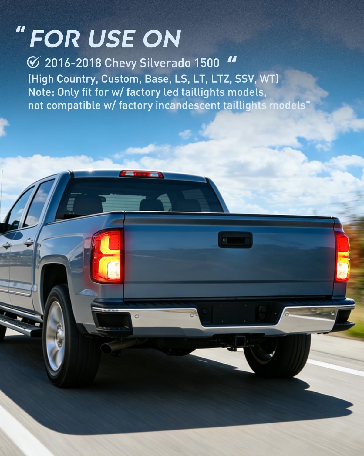 Taillight Assembly for 2016 2017 2018 Chevy Silverado 1500 | High Country Custom LS LT LTZ SSV WT LED Models Tail Light OE Style Rear Lamp Replacement Driver and Passenger Side