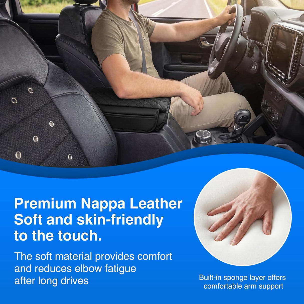 Center Console Cover for Ford Bronco 2021-2026 2/4-Door Armrest | Middle Armrest Cover for Car Accessories Waterproof Leather Arm Rest Cushion with Side Storage Pocket (Not for Bronco Sport)