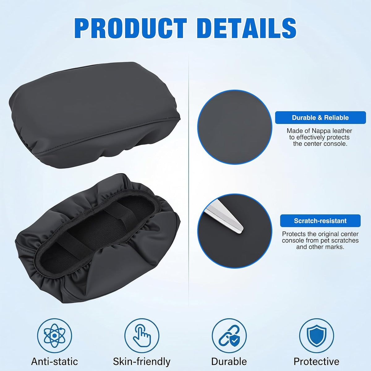 Center Console Cover for Honda CRV 2017-2022 Car Armrest Cushion | for CRV 2017 2018 2019 2020 2021 2022 Nappa Leather Armrest Cover for Car Waterproof Anti-Scratch Middle Arm Rest Pad, Black