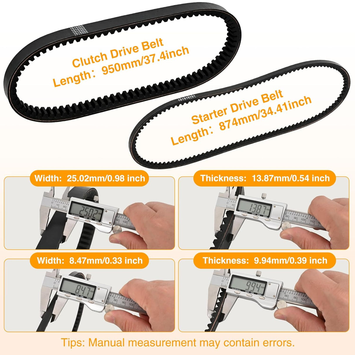 Golf Cart Drive Belt Clutch Drive Belt w Starter Generator Belts Kit for Club Car DS 1997-up Precedent 2004-2025 Replaces OE Part 101916701 1016203 Smooth Engagement Aramid Fiber Rubber Belt