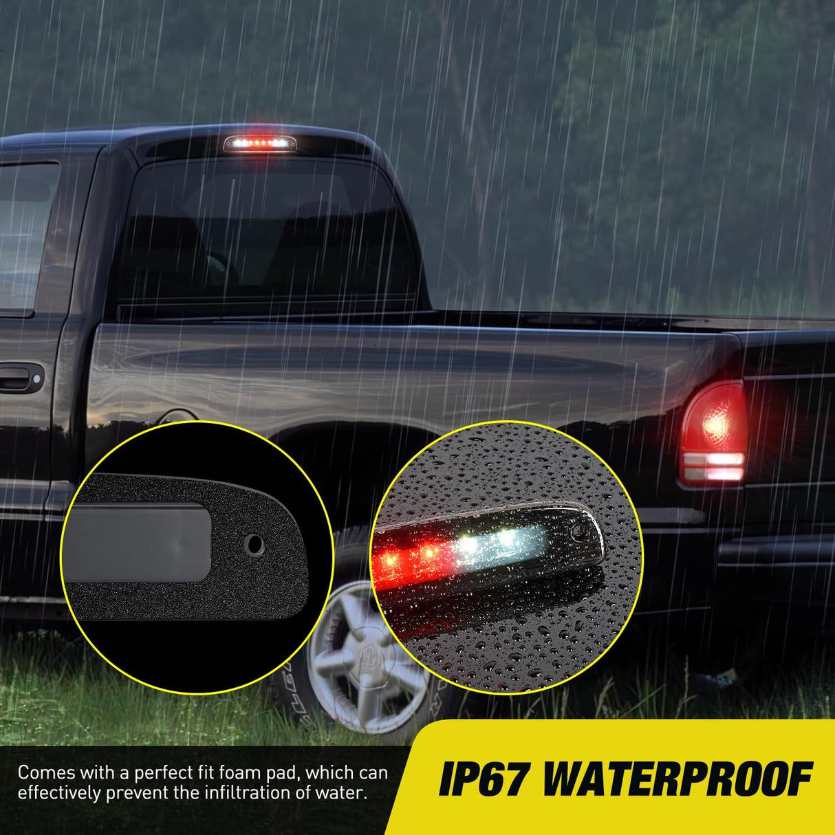 Third Brake Light Tail High Mount 3rd Stop Cargo Reverse Lights Smoked Lens Compatible with Dodge Dakota 1997 1998 1999 2000 2001 2002 2003 2004 2005 2006 2007 2008 2009 2010