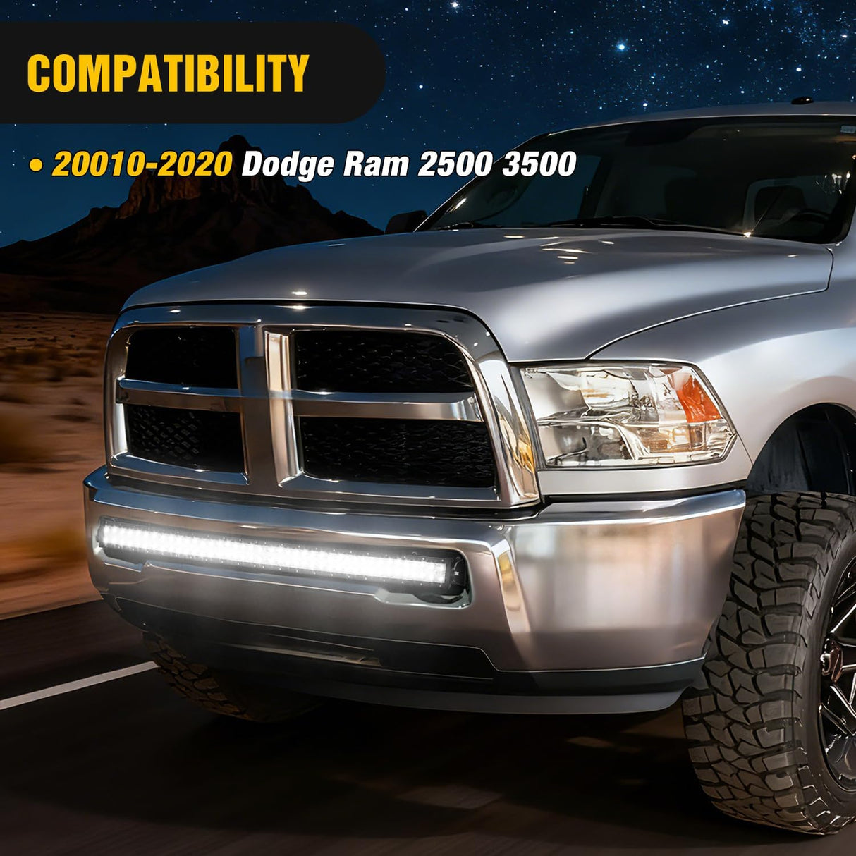 Hidden Bumper Mounting Brackets for 2010-2020 Dodge Ram 2500 3500 | Designed for 40 Inch Single Double Row Curved LED Light Bar,Heavy-Duty Steel,Front Lower Hidden Bumper Brackets