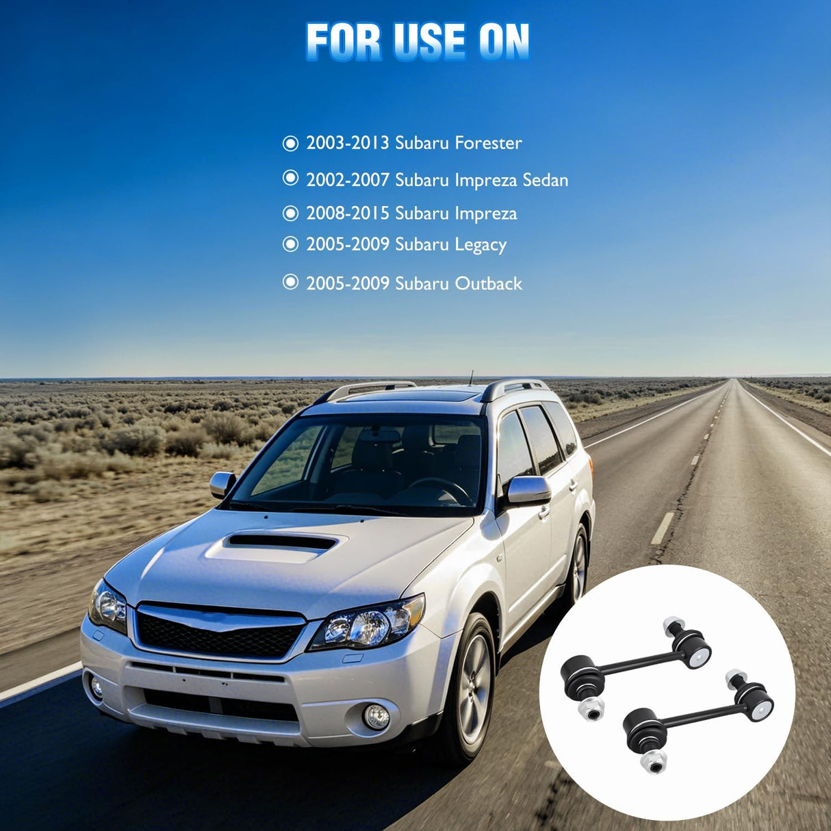 K750049 Front Sway Bar Links for Subaru Forester 2003-2013 | for 2003 2004 2005 2006 2007 2008 2009 2010 2011 2012 2013 Forester 2008-2015 Impreza Driver and Passenger Side Link Kit