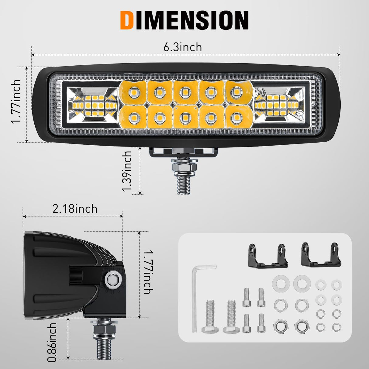 6 Inch Yellow LED Light Pods 2 PCS 60W Flood Spot Combo Beam Off Road Work Driving Fog Lighting for 12V 24V ATV UTV Pickup Truck Tractor Boat