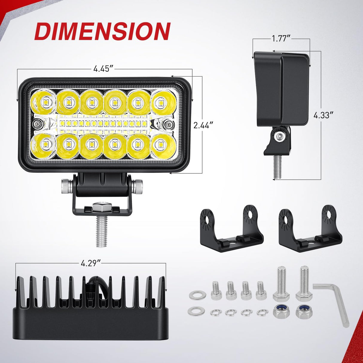 LED Light Pods 2PCS 4.5 Inch 39W Upgraded Spot Flood Combo Beam Driving Fog Work Backup Bumper Roof Lighting for Offroad Pickup Truck ATV UTV SUV 4x4 Van Camper Boat