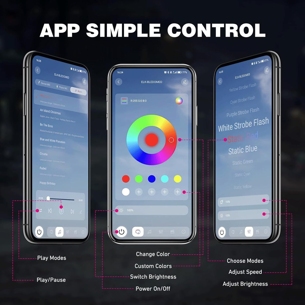 RGB Rock Lights RGB LED Rock Lights Kit 8 PCS 18LED Wide Angle Wheel Well Light with Remote & Bluetooth App Dual Control Multi Modes Underglow Multicolor Neon Pod for ATV UTV SUV Offroad Truck RZR Boat