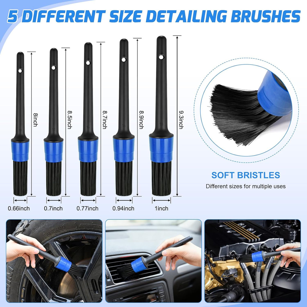 Automotive Tools 52PCS Car Detailing Kit Auto Cleaning Tools Wash Set with Storage Carry Bag Home Use for Interior Exterior Deep Clean Polish Car Care Windshield Dashboard Seat Air Vents Wheels Tires, Blue