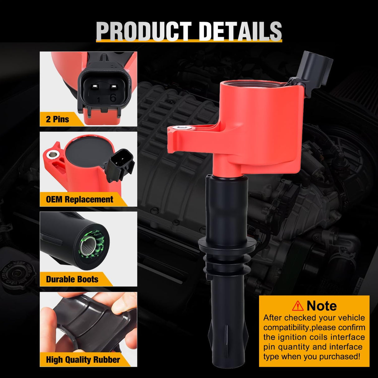 Ignition Coil Pack DG511 Fit for Ford F150 F250 F350 Super Duty Expedition Explorer Lincoln Navigator Mark Mercury 1999 2000 2001-2008 4.6L 5.4L V8 V10 OE# C1541 FD508 Ignition Coils Set of 8