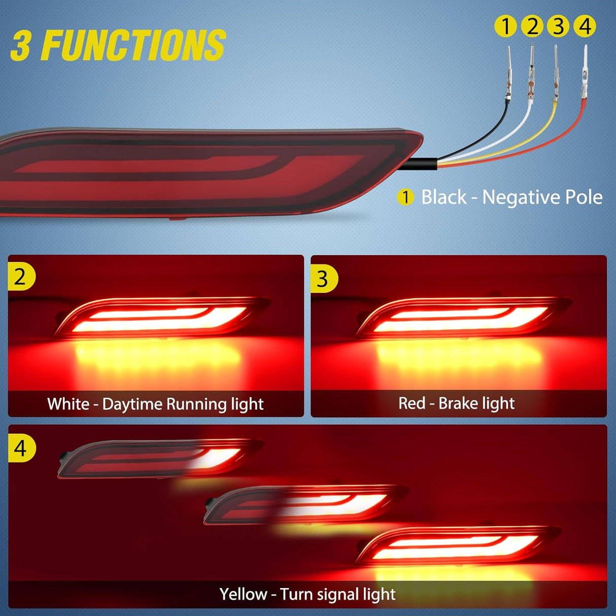 Rear Bumper Tail Light Compatible with 2018 2019 2020 2021 2022 2023 2024 2025 Toyota Camry Smoke Lens LED Reflector Rear Bumper Lamps Brake Turn Signal Sequential Flashing Driving Taillights