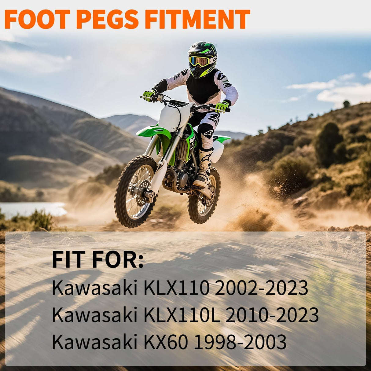 Motorcycle Foot Pegs Dirt Bike Footpegs Fit for Kawasaki KLX110 2002-2023 KLX110L 2010-2023 KX60 1998-2003 CNC Foot Pegs for Motorcycles Heavy Duty Aluminum Alloy Foot Rests, Green