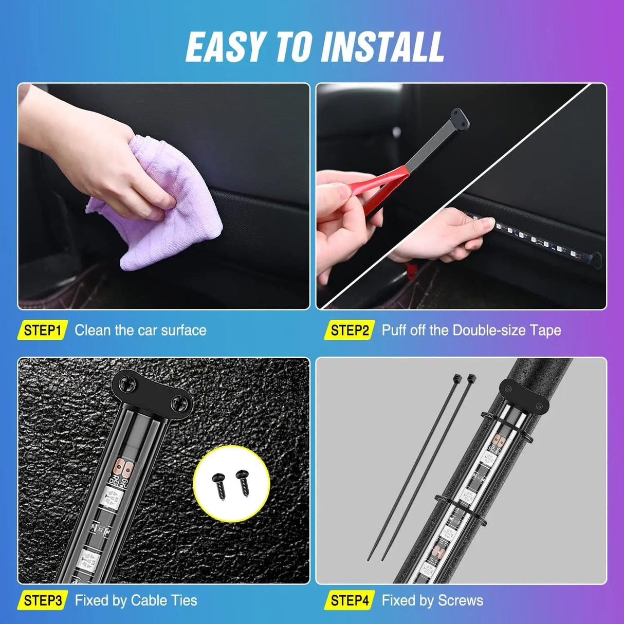 led light strip 72Leds RGBIC Interior Light Strip APP RF Remote Control 4PCS