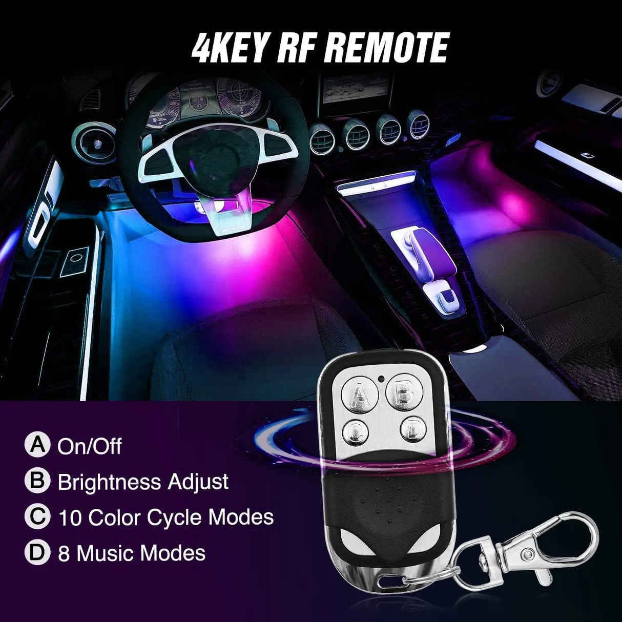 led light strip 72Leds RGBIC Interior Light Strip APP RF Remote Control 4PCS