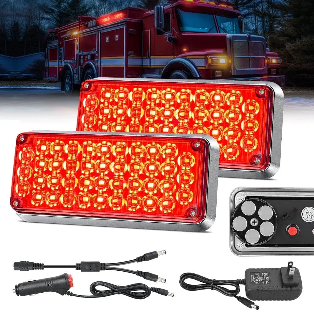 led strobe light 42LED Red Wireless Magnetic Strobe Lights Surface Mount Waterproof 5 Patterns (Pair)