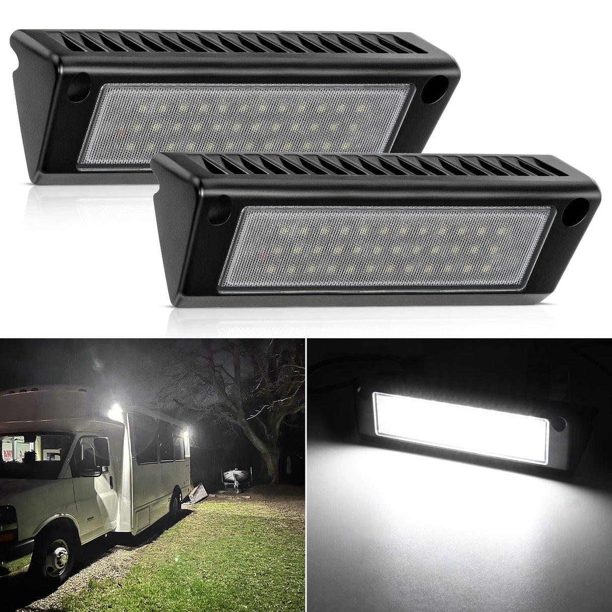 Area Lights RV Exterior Light 2PCS 9 Inch White Beam Porch Lights Black Aluminum