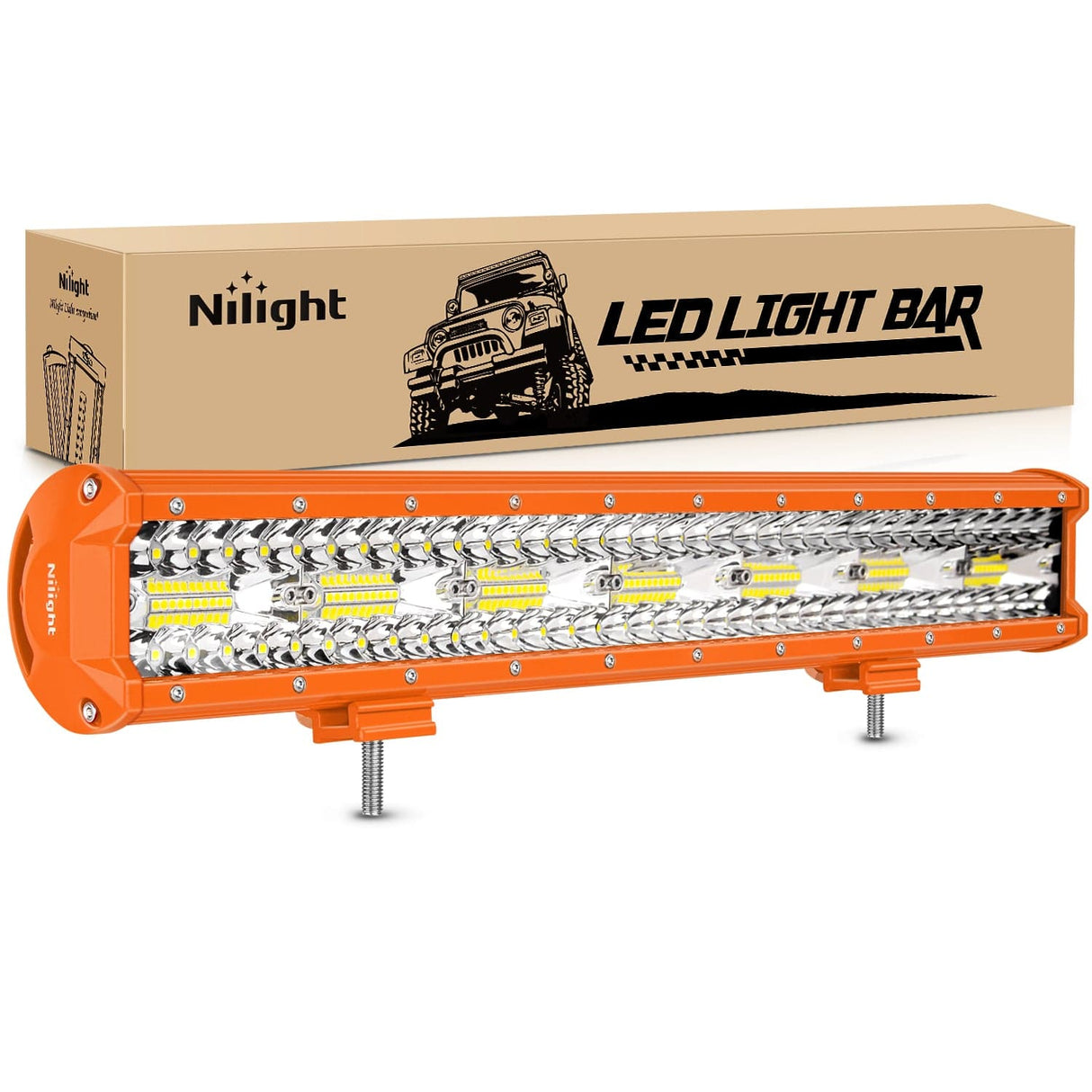 LED Work Light 20 Inch 420W Spot Flood Combo Orange Case Led Light Bar