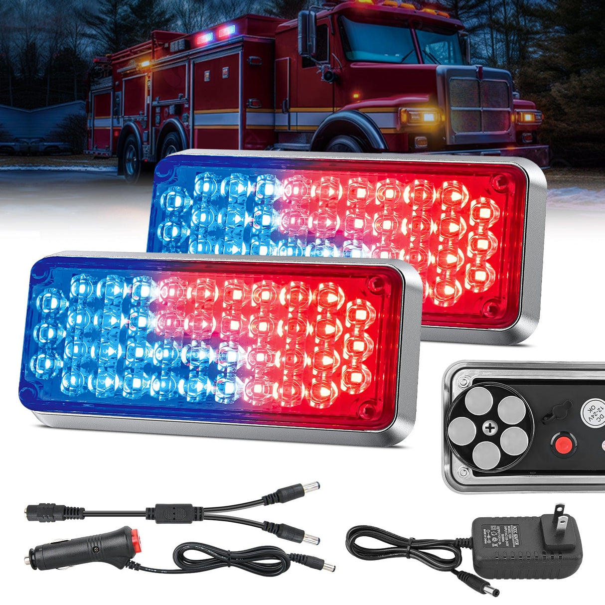 led strobe light 42LED Red Blue Wireless Magnetic Strobe Lights Surface Mount Waterproof 5 Patterns (Pair)