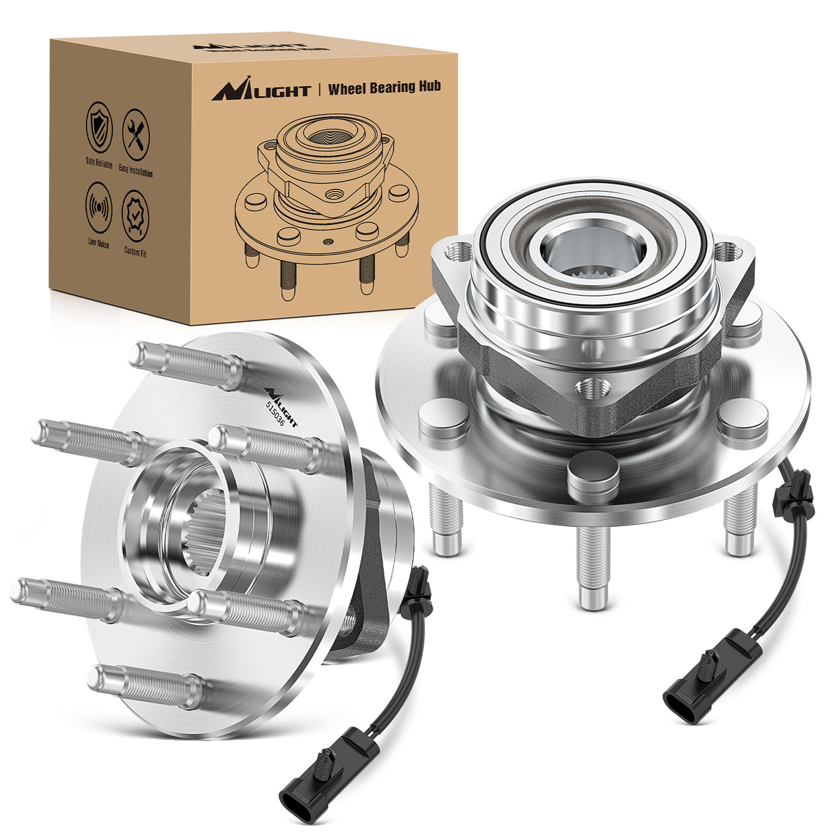 Nilight Front Wheel Bearing Hubs Assembly for GMC Chevy Silverado Sierra Avalanche 1999 2000 2001 2002 2003 2004 2005 2006, Yukon XL Suburban 1500 Tahoe Cadillac Escalade with 6-Lug, OEM 515036