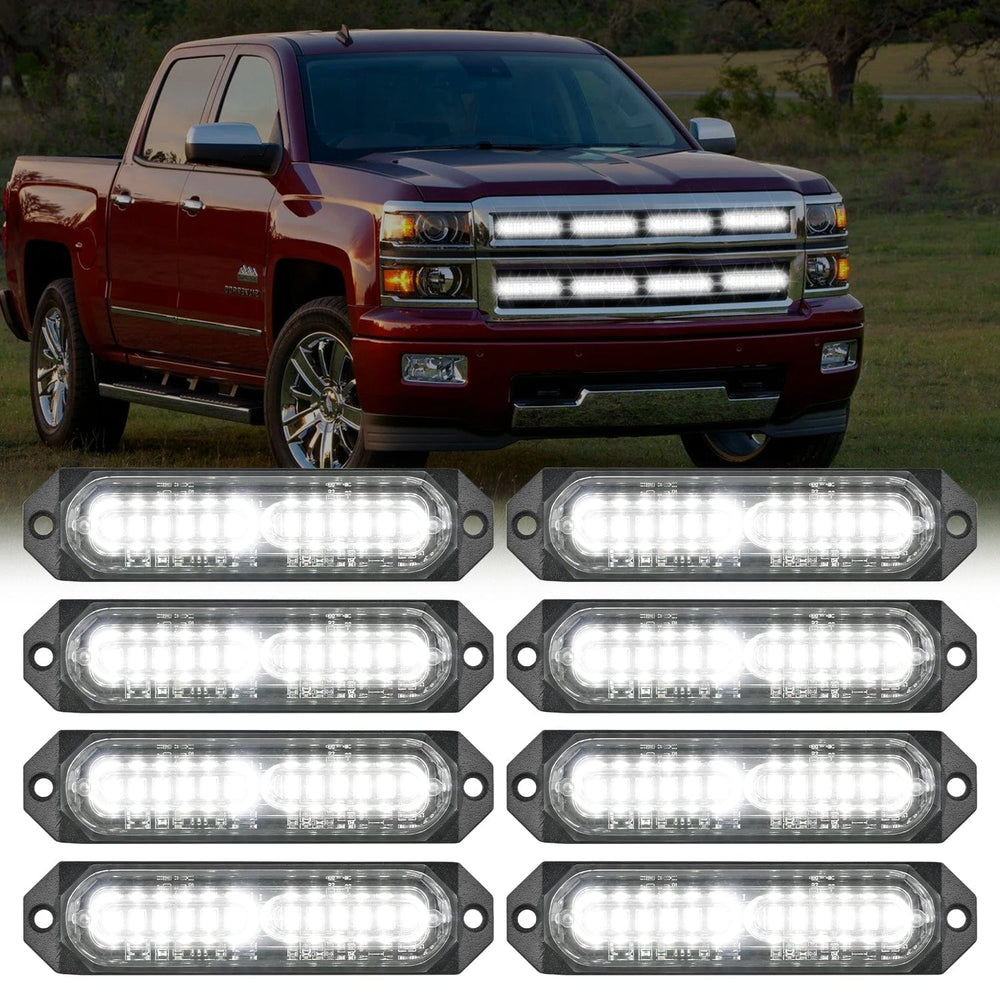 Surface Mount Strobe Lights 8PCS 12LED White Emergency Strobe Lights