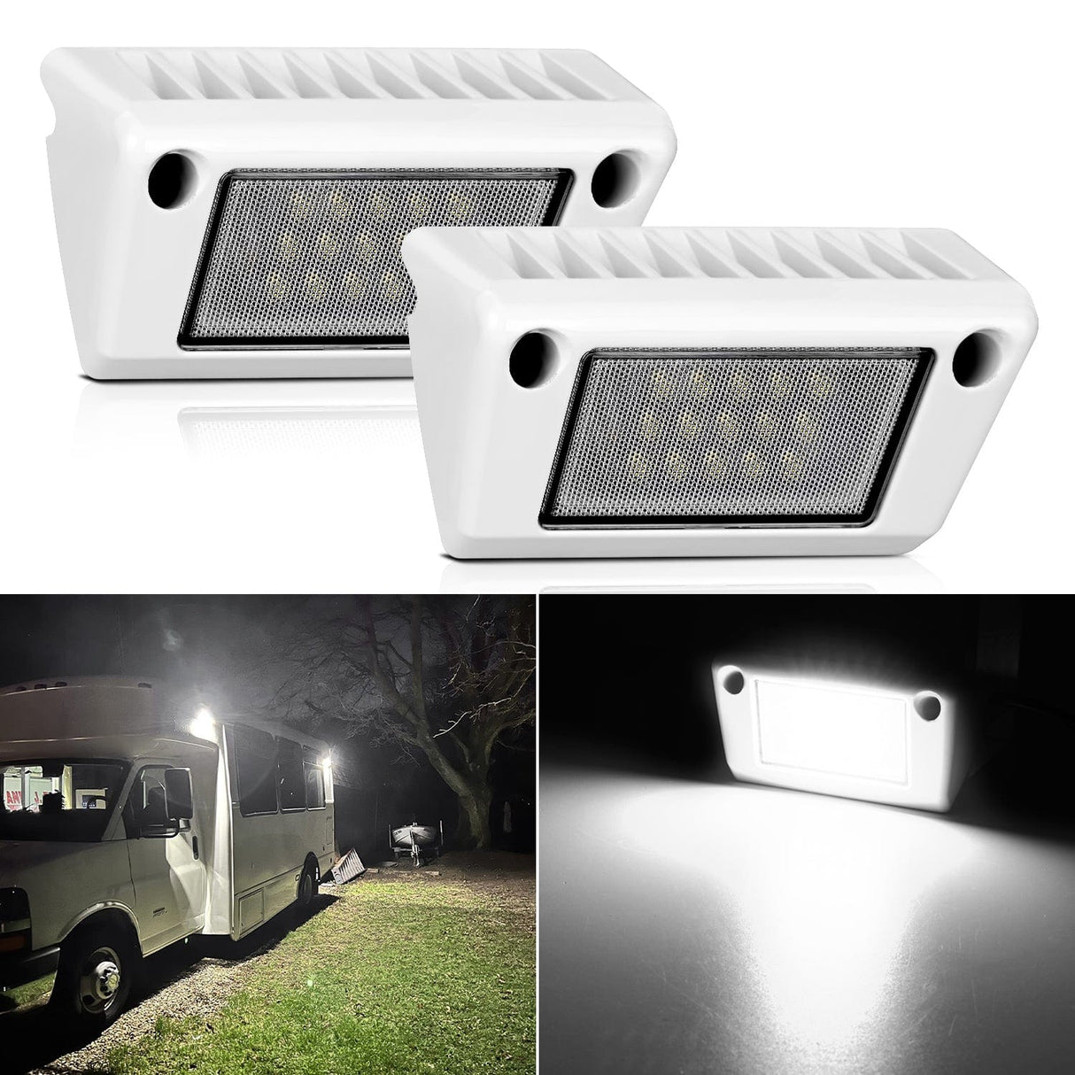 Area Lights RV Exterior Light 2PCS 5 Inch White Beam Porch Lights White Aluminum