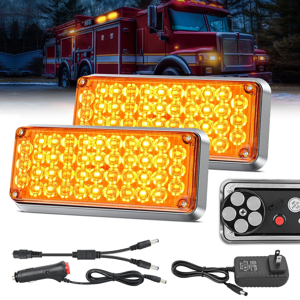 led strobe light 42LED Amber Wireless Magnetic Strobe Lights Surface Mount Waterproof 5 Patterns (Pair)