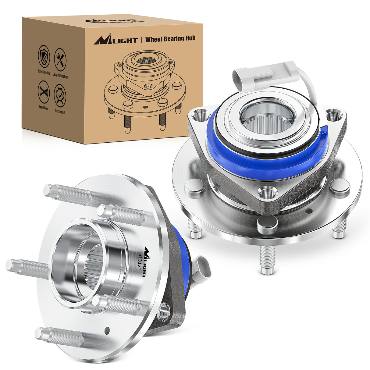 Nilight Front Wheel Hub and Bearing Assembly for Chevy Impala 2000 2002 2003 2004 2005 2006 2007-2011, Buick Lacrosse Allure 2005–2009, Cadillac DTS Eldorado, Buick Century, 5 Lug w/ABS, OEM 513121
